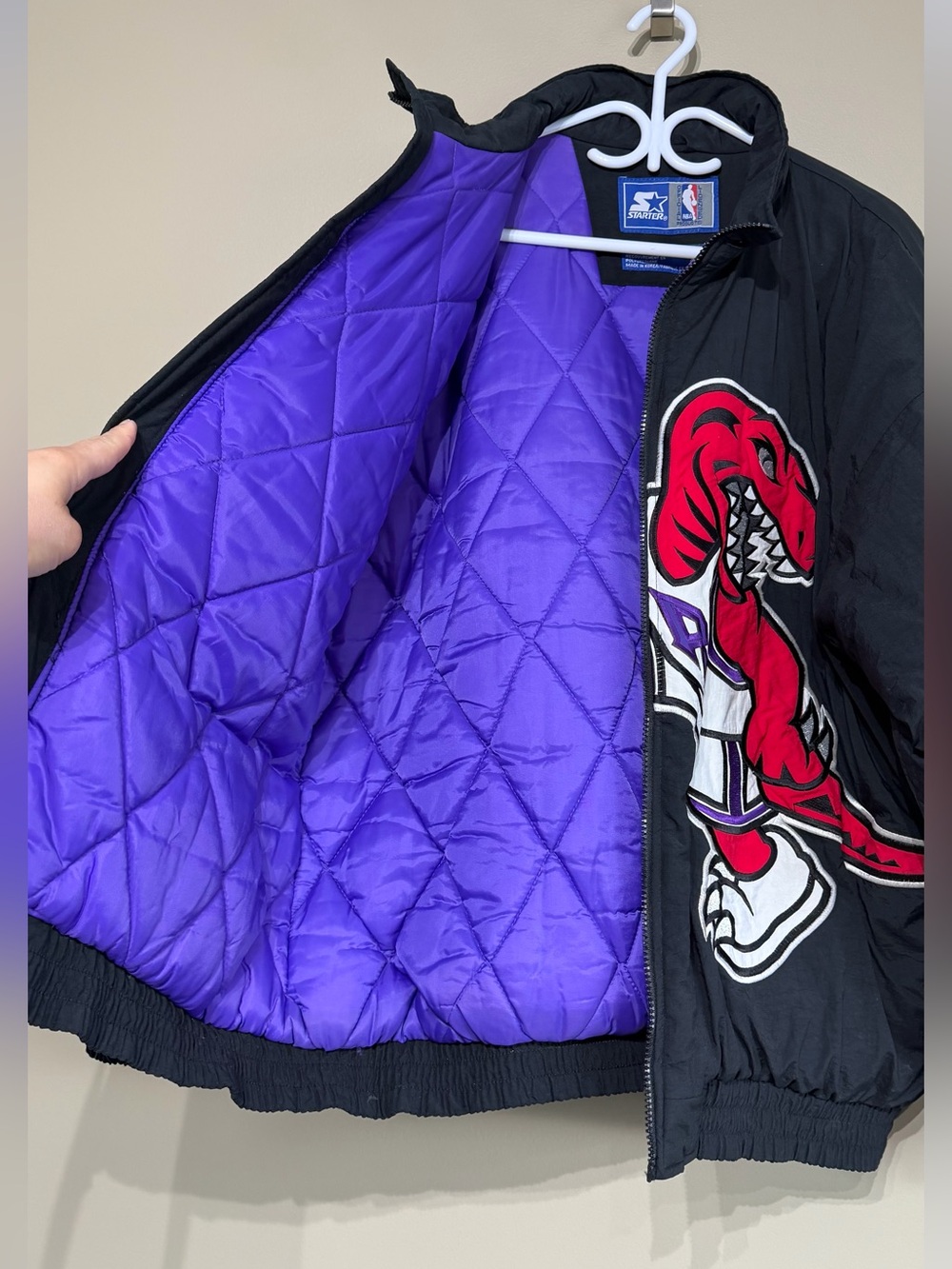 Vintage 1994 Starter Toronto Raptors Big Logo Jacket NBA Korea Made Rare - Picture 12 of 15
